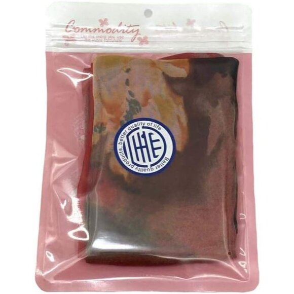 Scarfs Lightweight Print Floral Ink Lotus&red - Picture 4 of 4